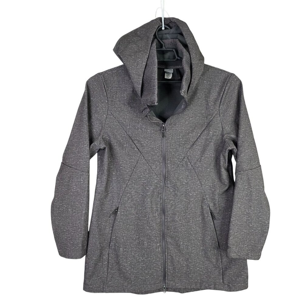 Womens Champion Gray Hooded Jacket Full Zip Polyester Spandex Blend Stretch XL